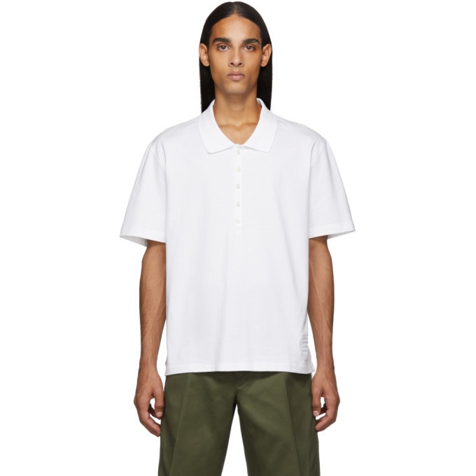 Photo: Thom Browne White Relaxed Fit Polo