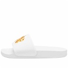 Palm Angels Men's Flame Pool Slider in White