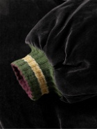 KAPITAL - Sham Convertible Embroidered Cotton-Velvet Bomber Jacket - Gray
