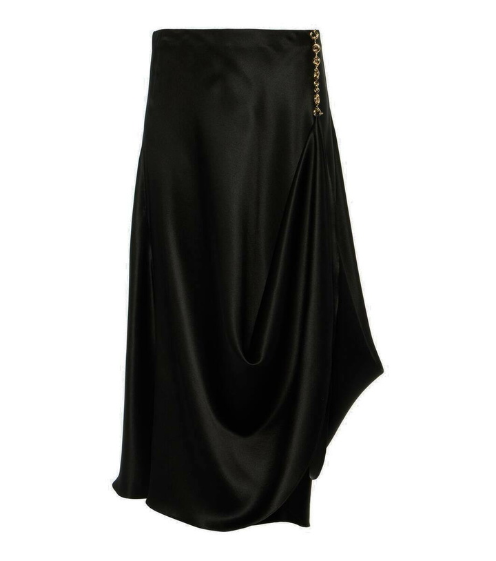 Photo: Loewe Chain-detail silk satin midi skirt