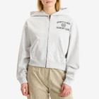 Sporty & Rich Women's Varsity Crest Cropped Zip Hoodie in Heather Grey