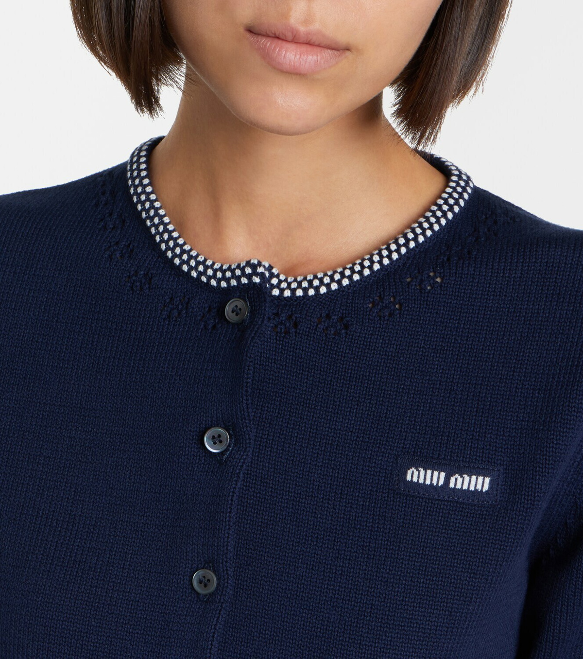 Miu Miu Logo cropped cotton cardigan