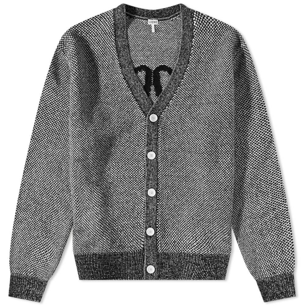 Loewe Men's Anagram Mouline Cardigan in Black/White Loewe