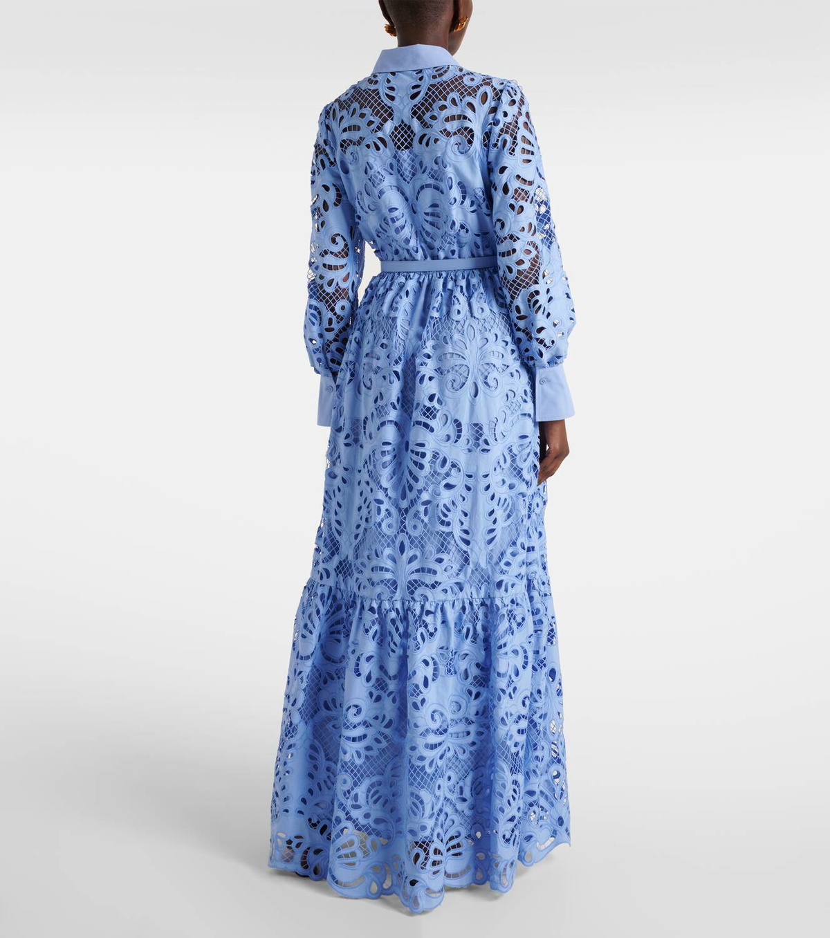 関税込【Self-portrait】Cotton lace gown Self-Portrait Belted cotton lace maxi dress Self-Portrait
