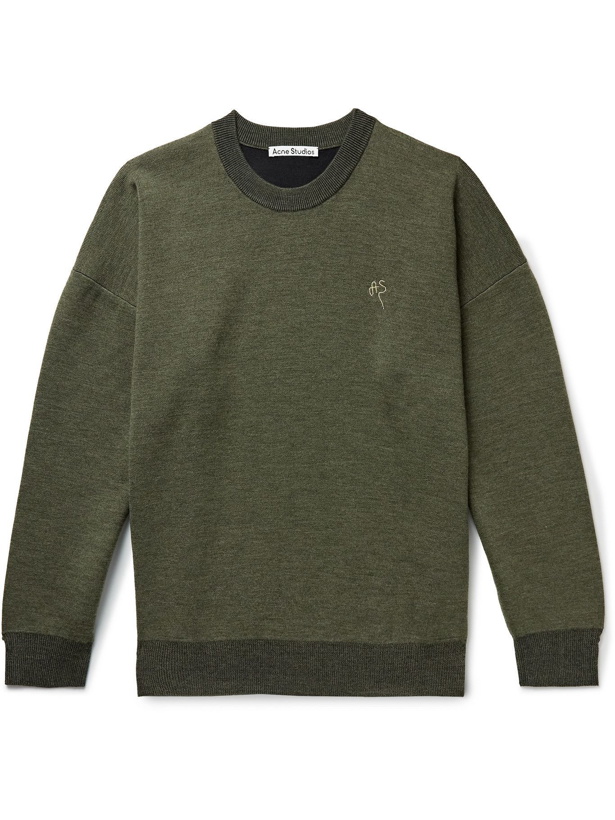 Photo: Acne Studios - Logo-Embroidered Wool-Blend Sweater - Green