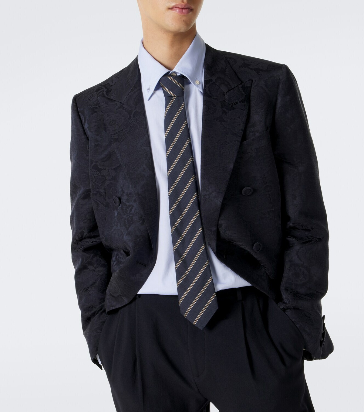 Valentino Floral jacquard linen and silk blazer