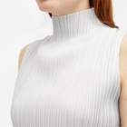 Pleats Please Issey Miyake Women's Basics Roll Neck Vest in Grey