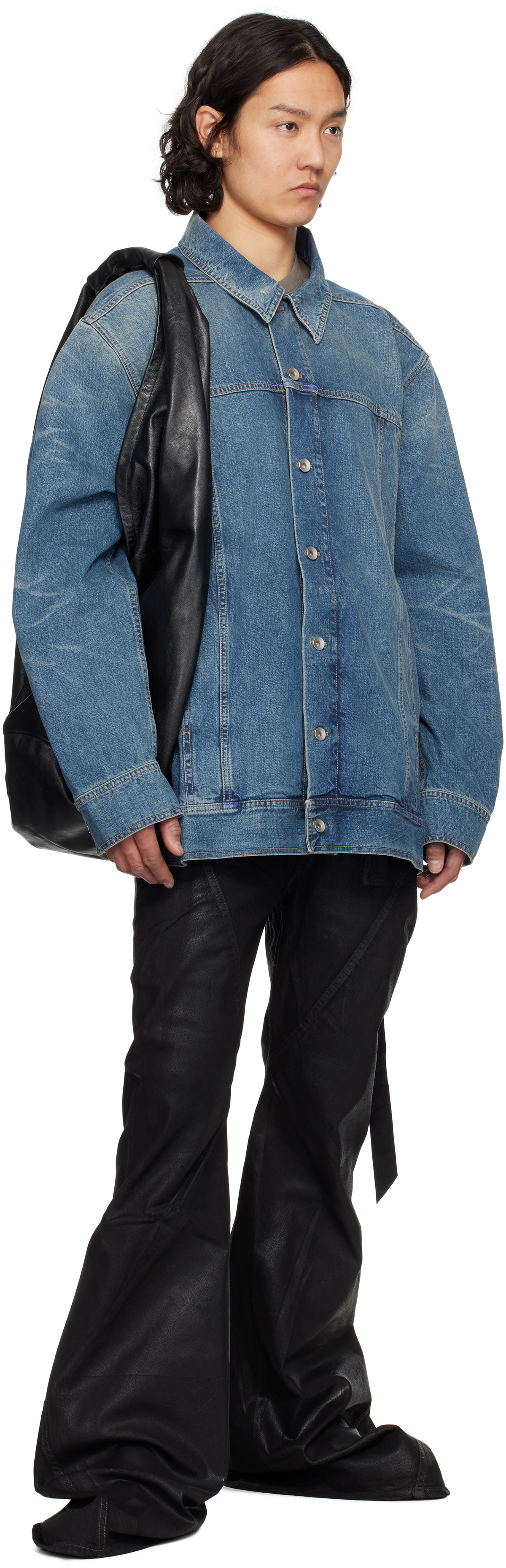 Rick Owens DRKSHDW Indigo Hollywood Jumbo Worker Denim Jacket Rick