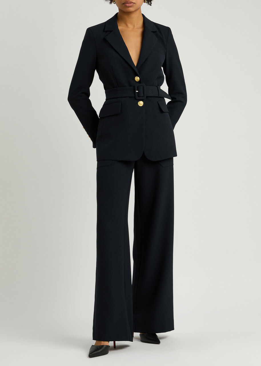 Veronica Beard Ryanne Belted Twill Dickey Jacket Navy