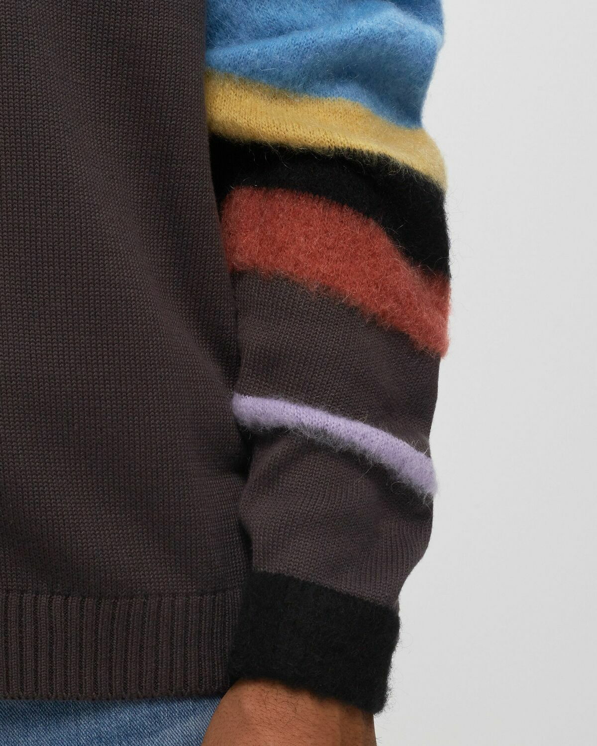 Awake Striped Mohair Sleeve Cardigan Multi - Mens - Zippers