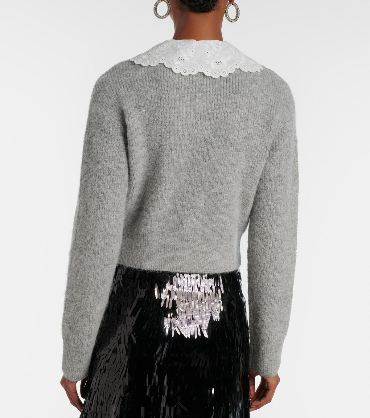 Self-Portrait Embellished lace-trimmed cardigan