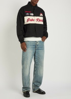 Duke And Dexter Racing Patchwork Appliqués Cotton Varsity Jacket Black