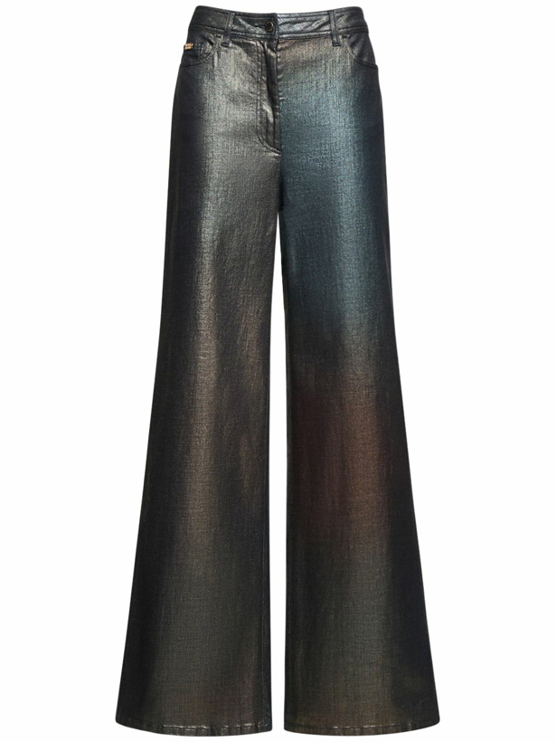 Photo: ALBERTA FERRETTI Metallic Denim High Rise Wide Jeans