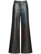 ALBERTA FERRETTI Metallic Denim High Rise Wide Jeans