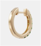 Robinson Pelham Orb Large 14kt gold single hoop earring with diamond and tsavorite