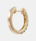 Robinson Pelham Orb Large 14kt gold single hoop earring with diamond and tsavorite
