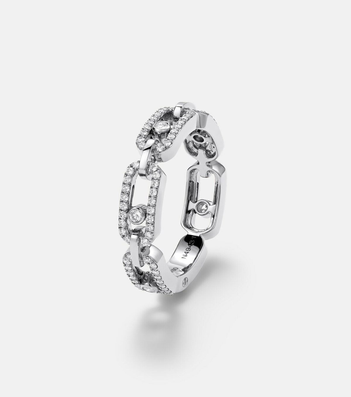 Messika Move Link 18kt white gold ring with diamonds