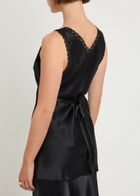 Reformation Addie Lace-trimmed Silk top Black