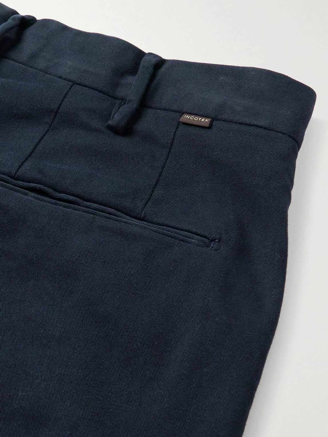 Incotex - Straight-Leg Cotton-Blend Twill Trousers - Blue