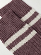 Brunello Cucinelli - Striped Ribbed Cotton Socks - Pink