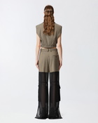 Pinko Wide Leg Cargo Trousers With Semi Sheer Georgette Flask Brown