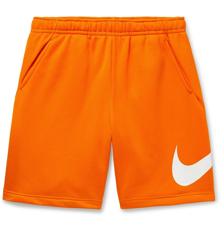 Photo: Nike - Sportswear Club Fleece-Back Cotton-Blend Jersey Drawstring Shorts - Orange