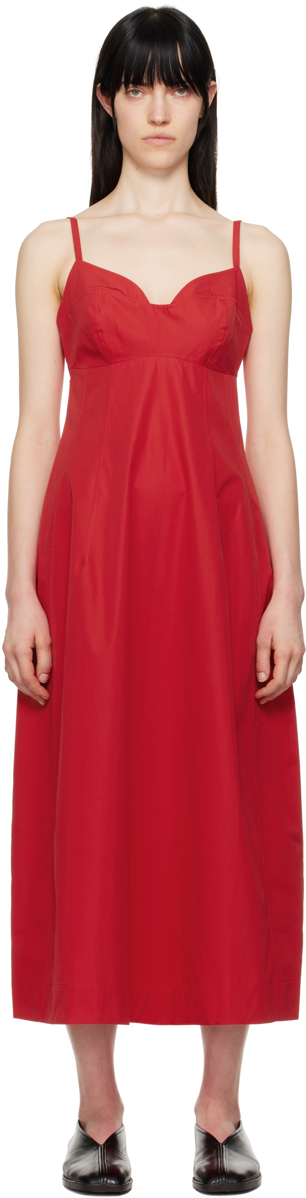 CO Red Bustier Midi Dress