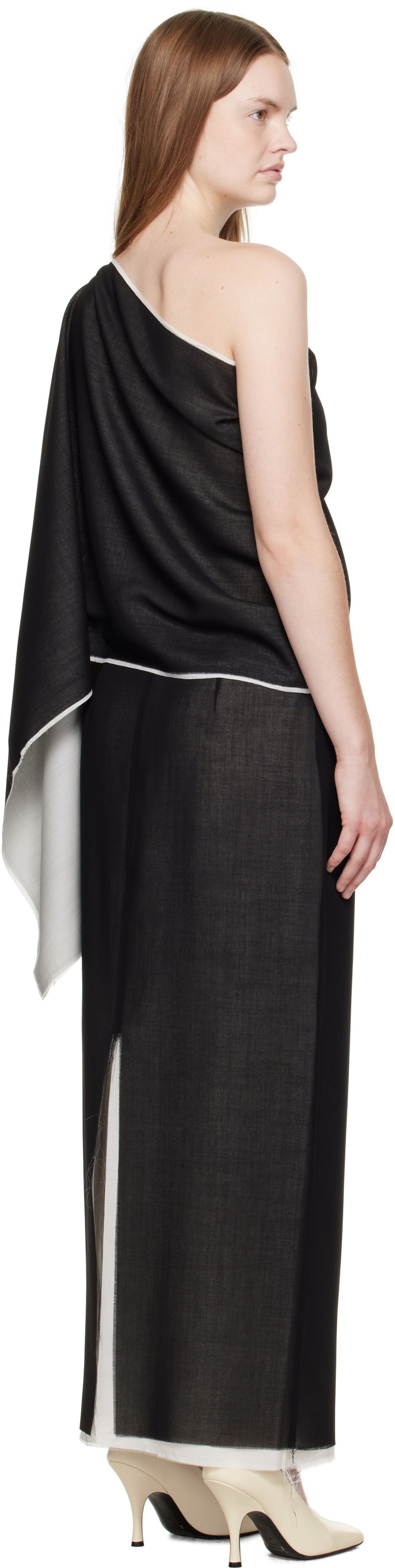 La Collection Black Macha Raw Scarf Top