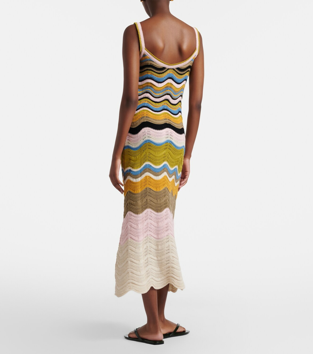 La DoubleJ Chevron crochet cotton midi dress