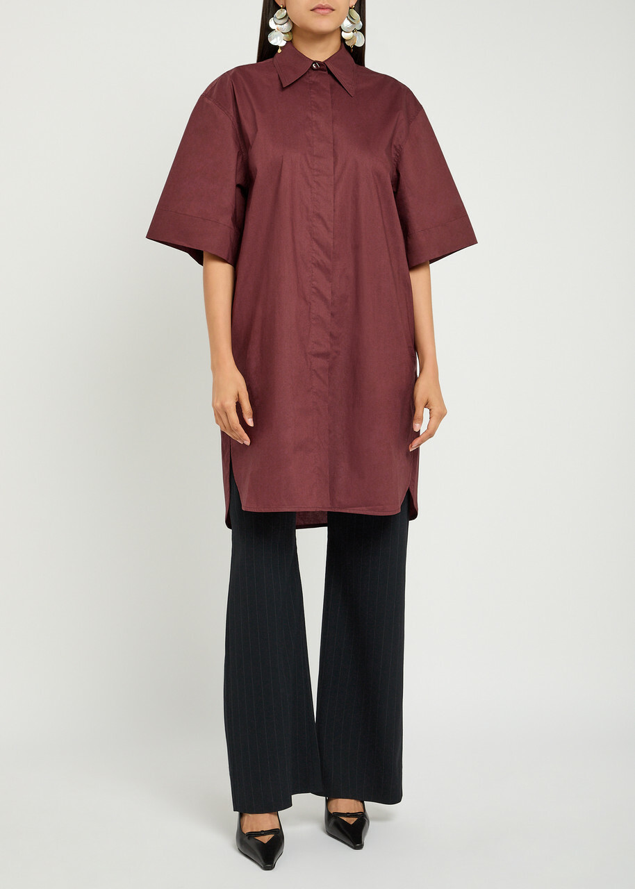 Day Birger ET Mikkelsen Stanton Cotton Mini Shirt Dress Burgundy