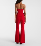 Roland Mouret Floral-appliqué strapless crêpe top