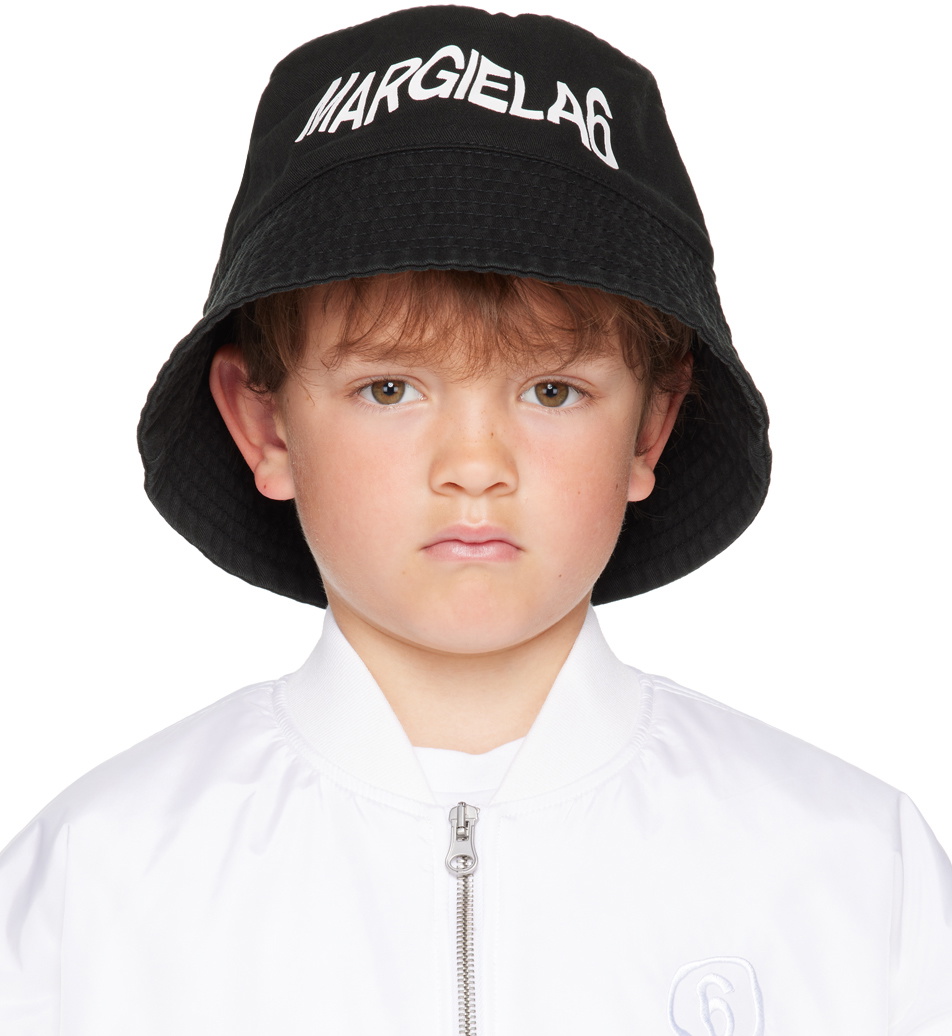 MM6 Maison Margiela Kids Black Bonded Bucket Hat MM6 Maison