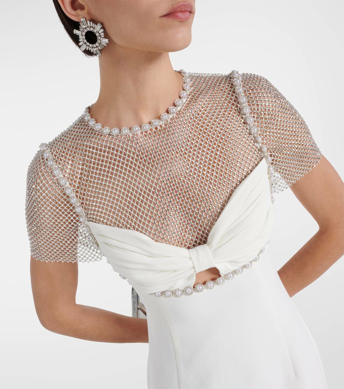 Self-Portrait Bridal embellished crêpe midi dress Self-Portrait