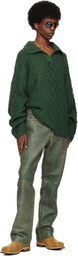 GUESS USA Green Crackle Leather Pants
