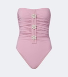 Karla Colletto Maya embellished ruched swimsuit