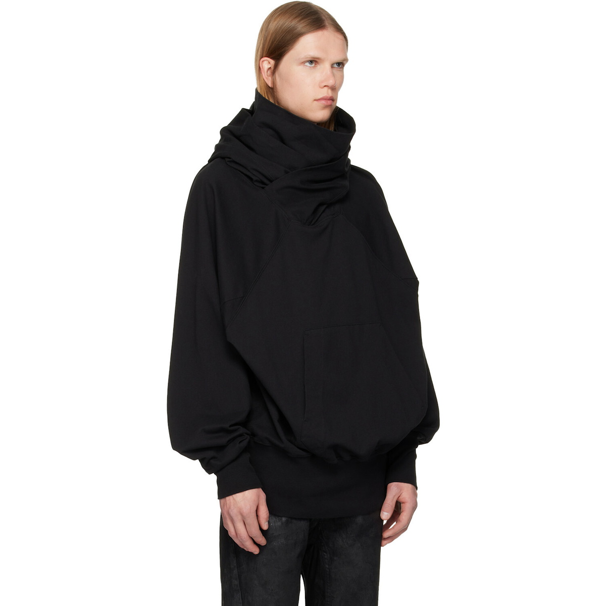 Julius Black W Neck Hoodie
