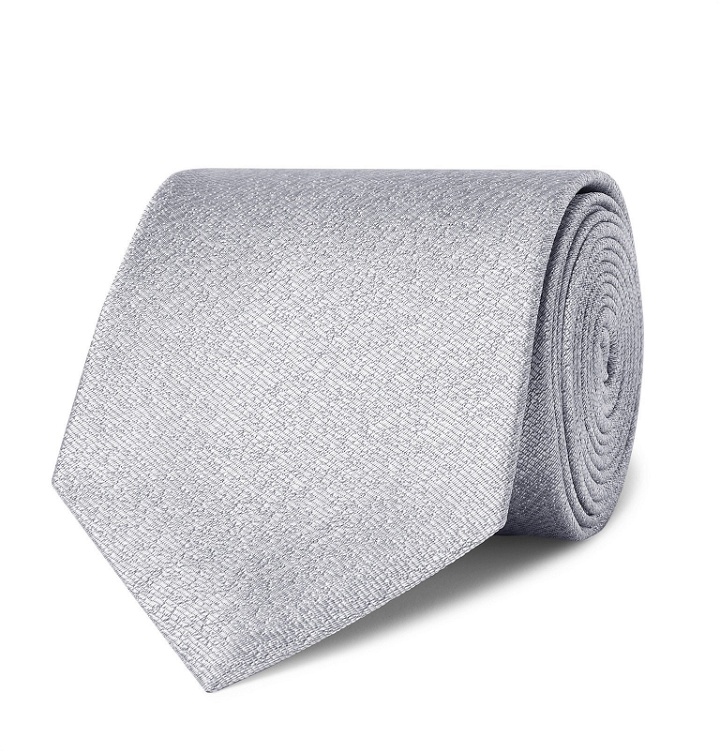 Photo: Charvet - 7.5cm Textured-Silk Tie - Silver
