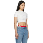 Alexander Wang White Cropped Crystal T-Shirt