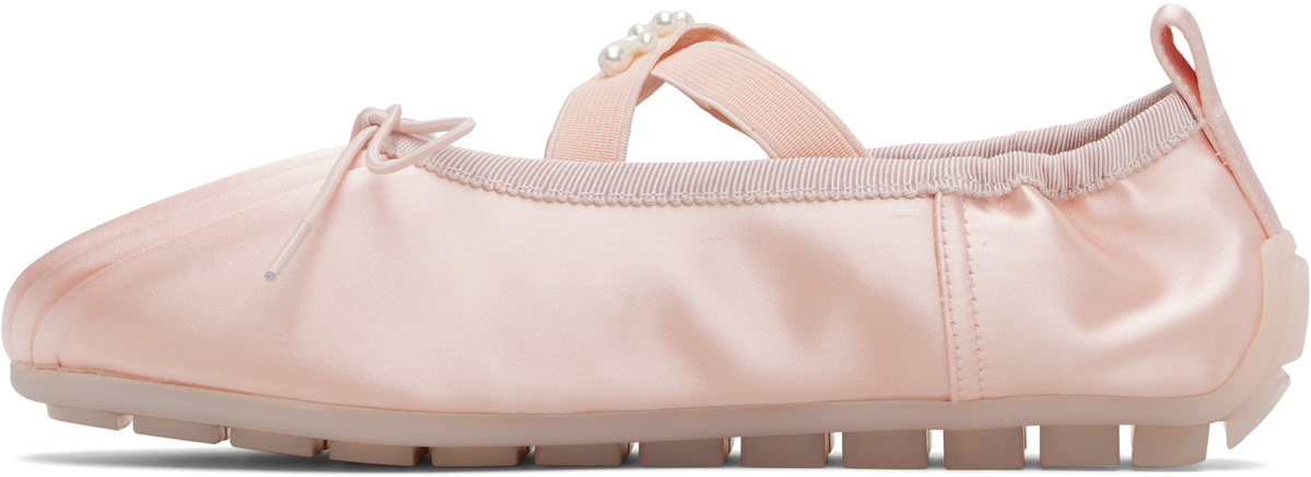 Simone Rocha Pink Beaded Grip Ballerina Flats