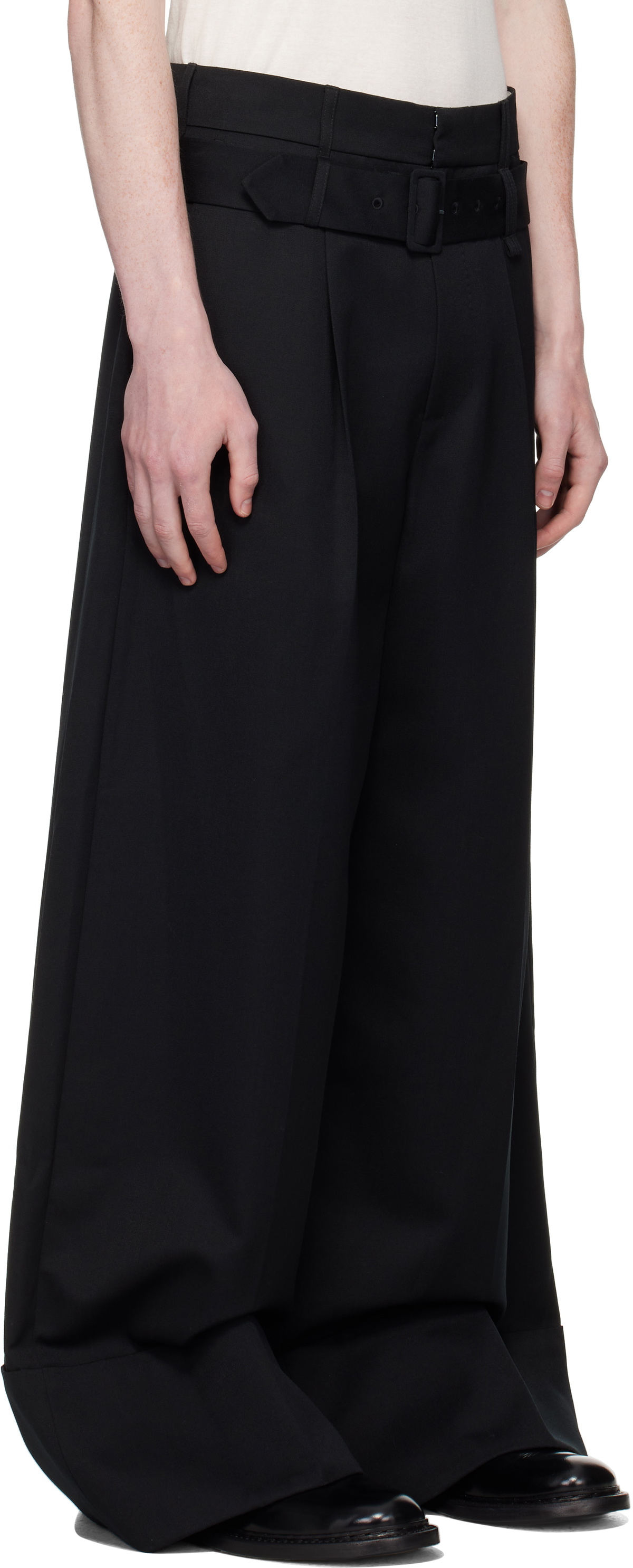 Simone Rocha Black Wide Leg Multi Belt Loop Trousers