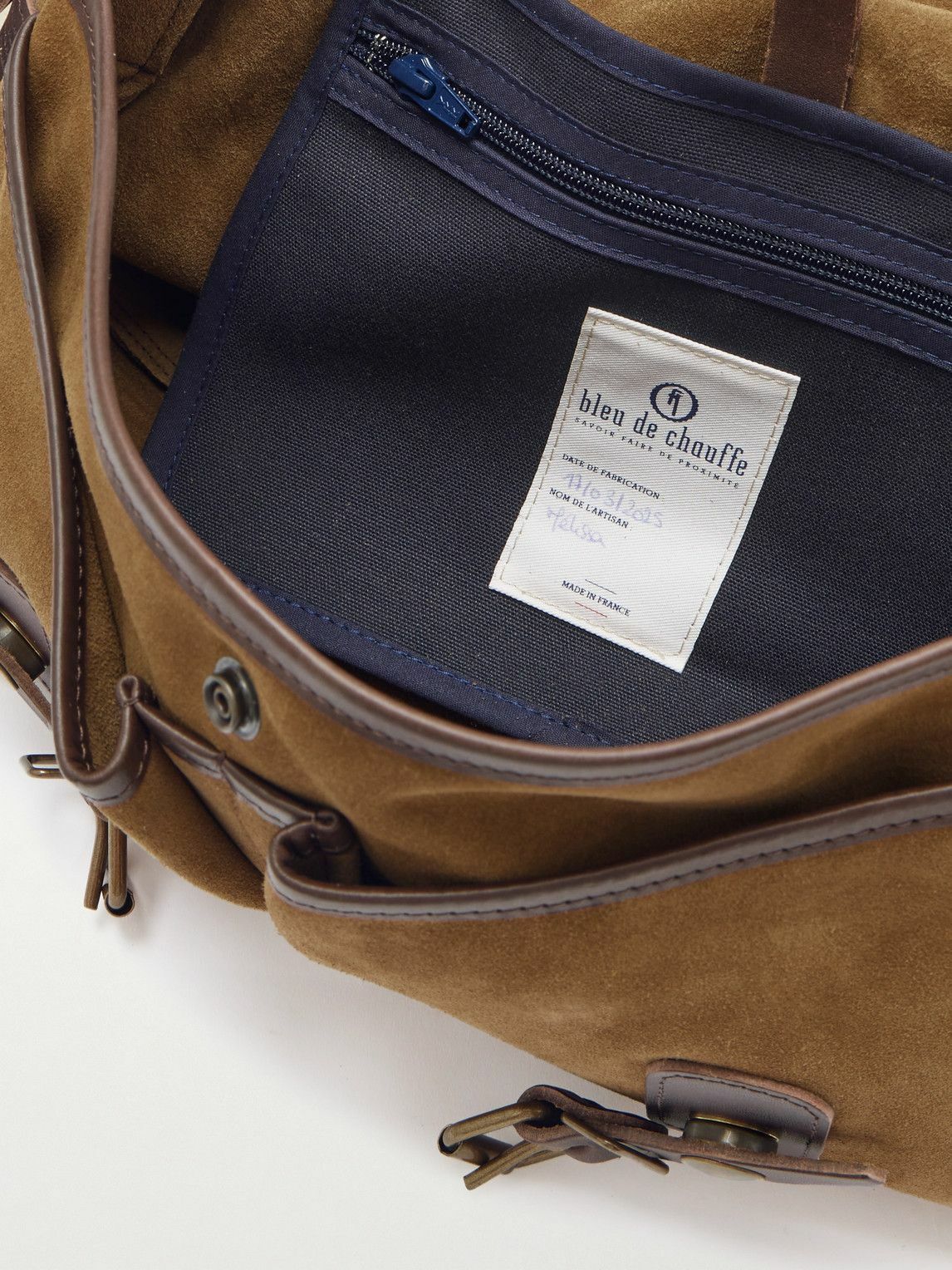 Bleu de Chauffe - Fisherman's Musette Leather-Trimmed Suede Messenger Bag