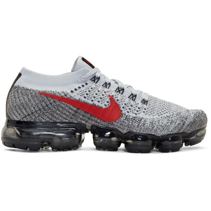 Photo: Nike Grey and Red Air VaporMax Running Sneakers