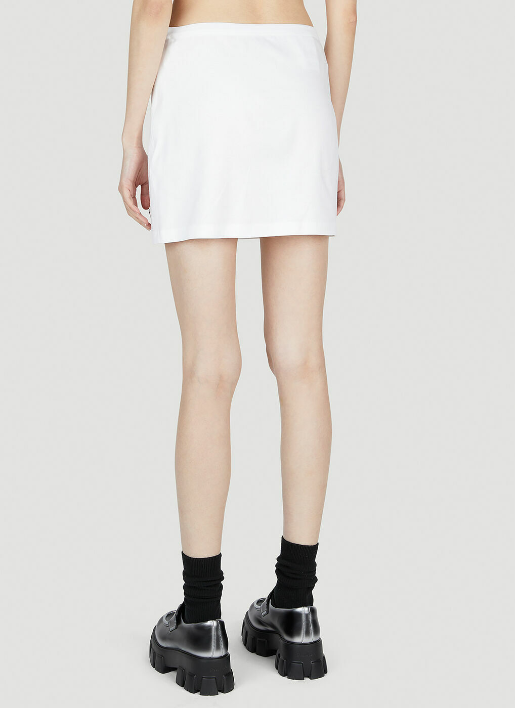 Prada Logo Plaque Skirt female White Prada