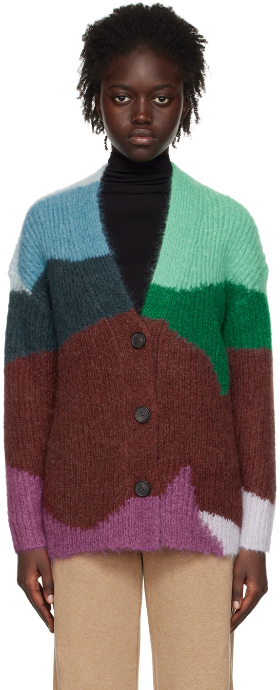 Vince Multicolor Intarsia Wave Cardigan Vince