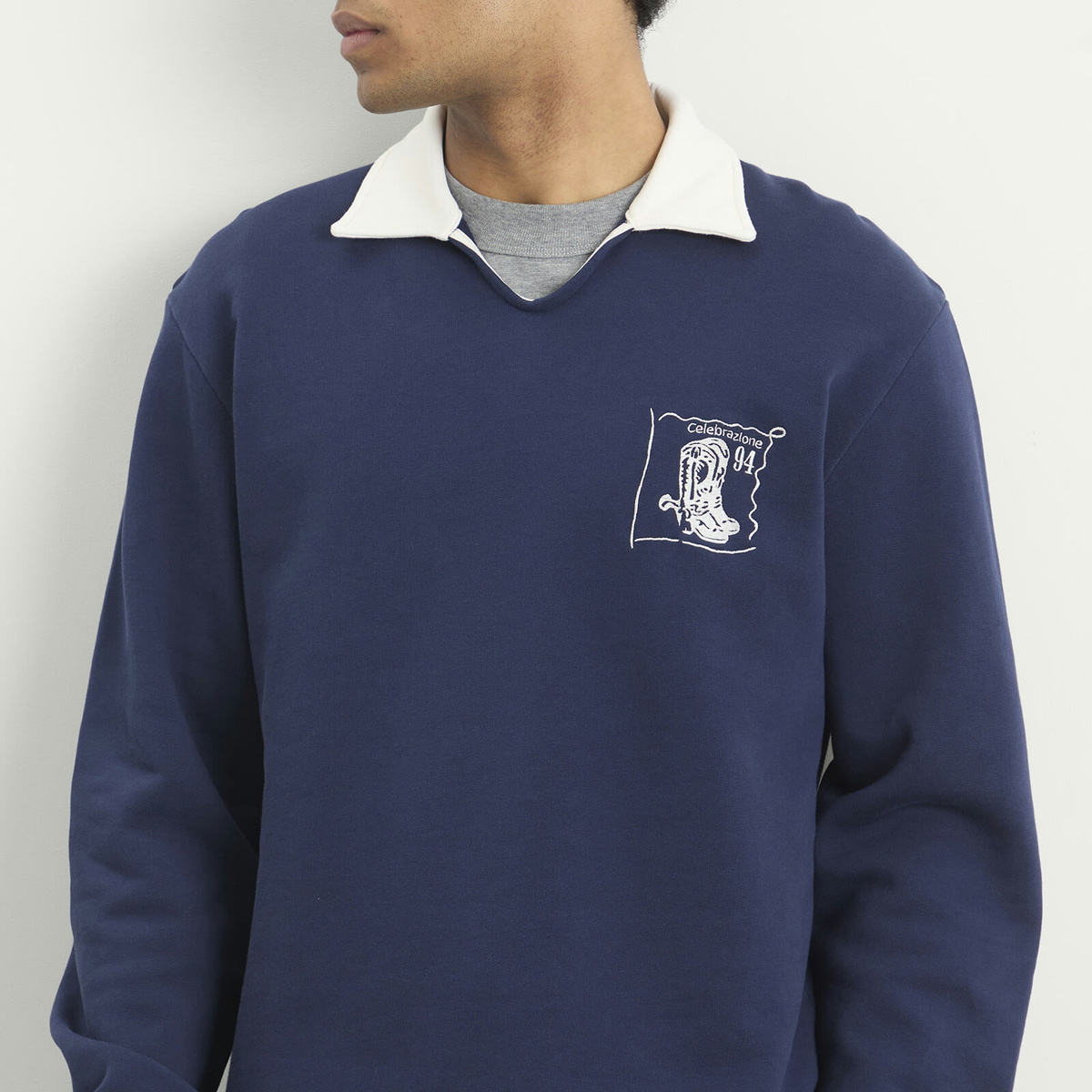 Palmes Men's Boot Open Rugby Shirt in Navy