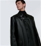 Versace Buckle-detail leather coat