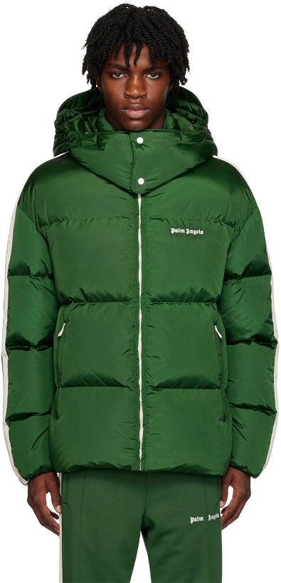 Photo: Palm Angels Green Hooded Down Jacket