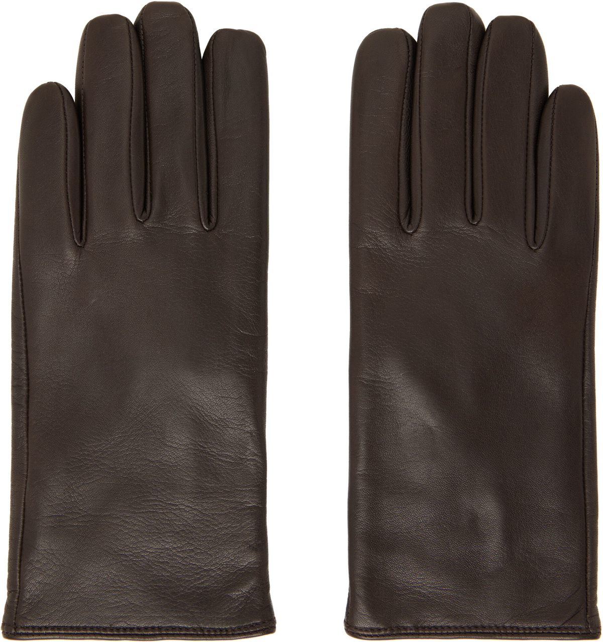 Ernest W. Baker Brown Cashmere Lined Leather Gloves