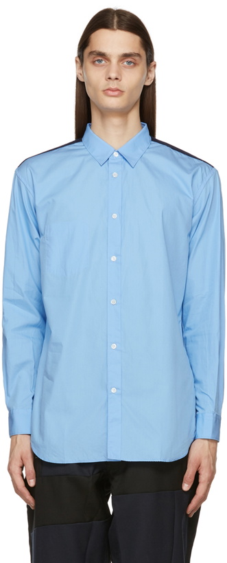 Photo: Comme des Garçons Shirt Blue Cotton & Wool Button Up Shirt