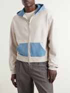 KAPITAL - Colour-Block Cotton-Jersey Zip-Up Hoodie - Neutrals